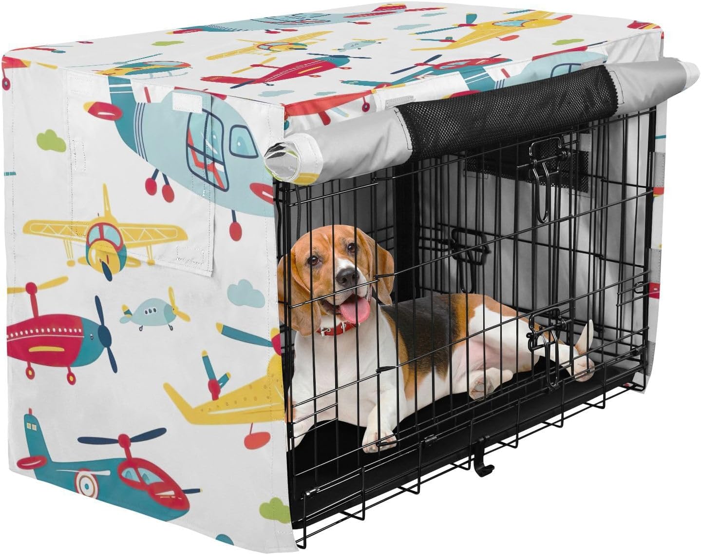 Planes and Helicopters Dog Crate Cover Washable, S-XL Windproof Covers for Pet Crates, Large