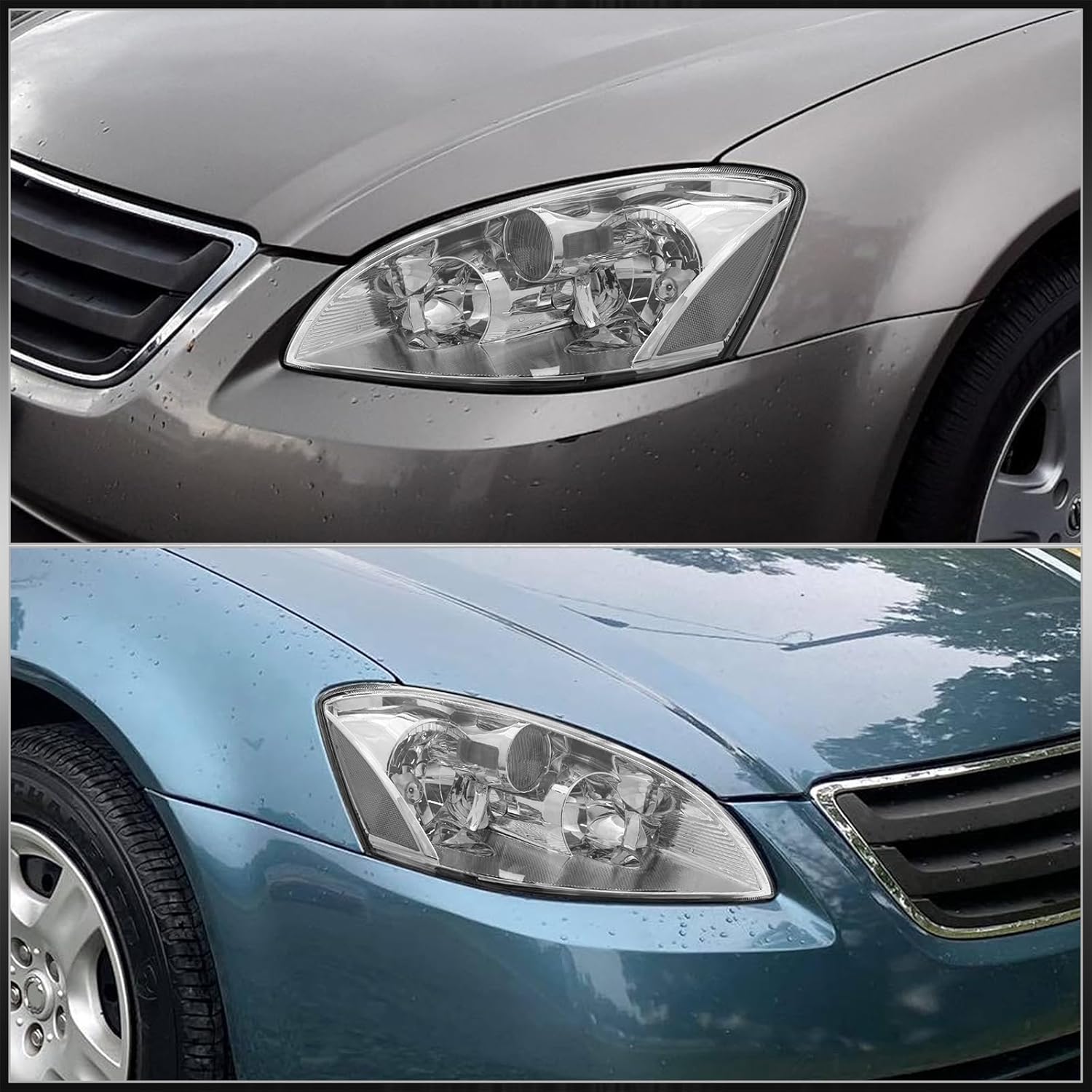 AJP Distributors Chrome Housing Clear Lens Reflectors Signal Headlights Halogen Driving Lights Bumper Lamps Assembly Pair Set Compatible/Replacement For Altima L31 4-Door Sedan 2002 2003 2004 02 03 04