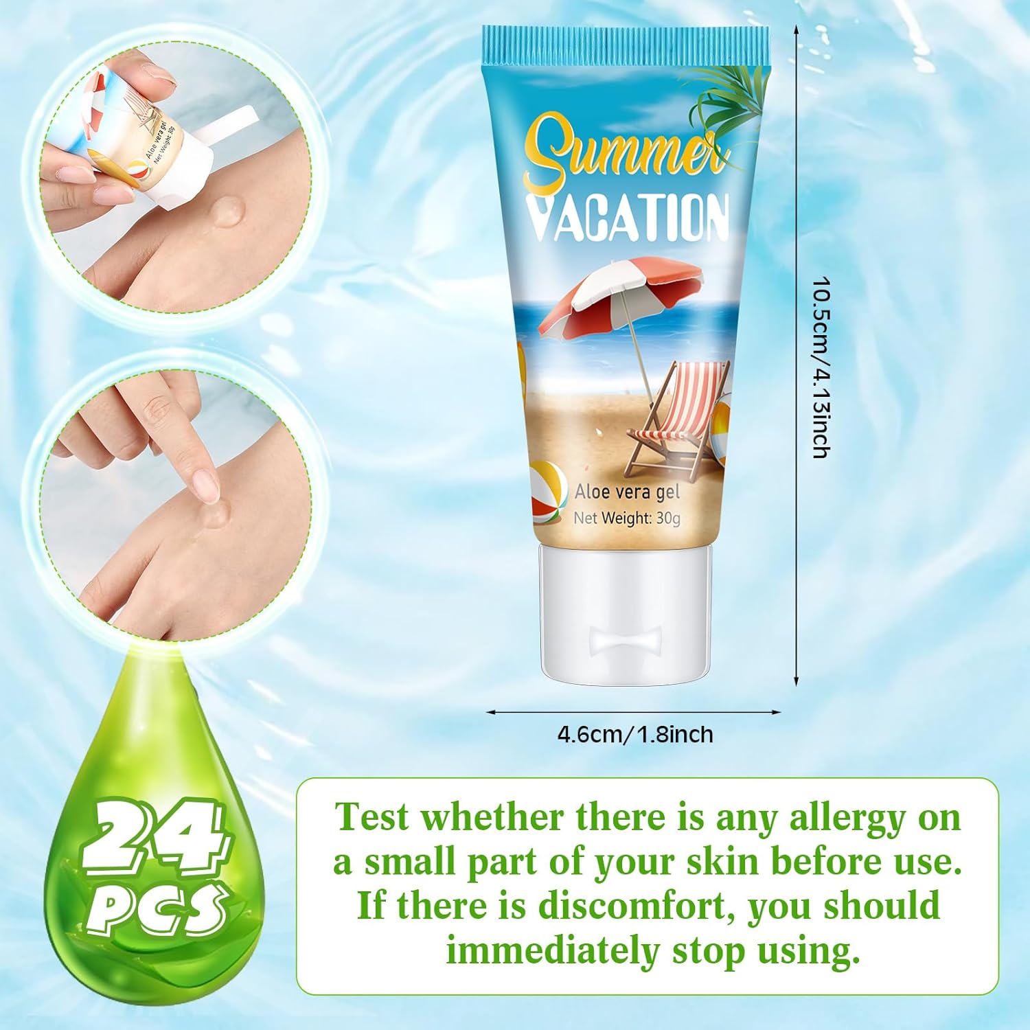 24 Pcs Mini Aloe Vera Gel Bulk for Summer Vacation Party 1oz Travel Size Soothing Moisture Aloe Gel Bulk for Thank You Gifts Summer Party Supplies