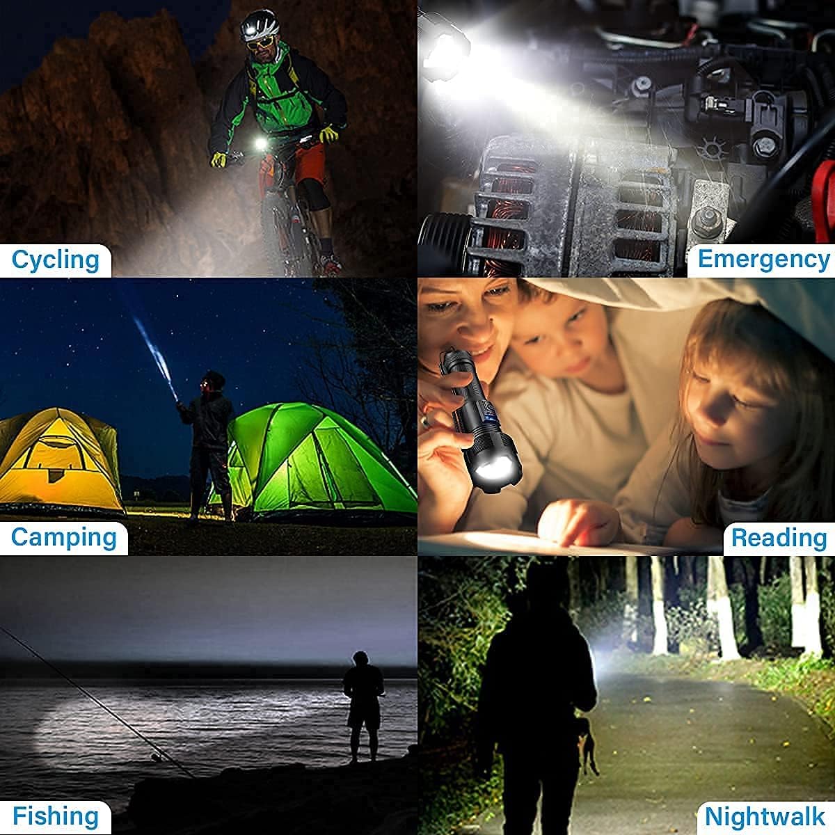 Rechargeable Flashlights 2 Pack High Power XHP50 Flashlights 8000 High Lumen IP65 Waterproof, Zoomable, 5 Modes, Super Bright LED Tactical Flashlight for Emergency Camping(Battery Include) : Tools & Home Improvement