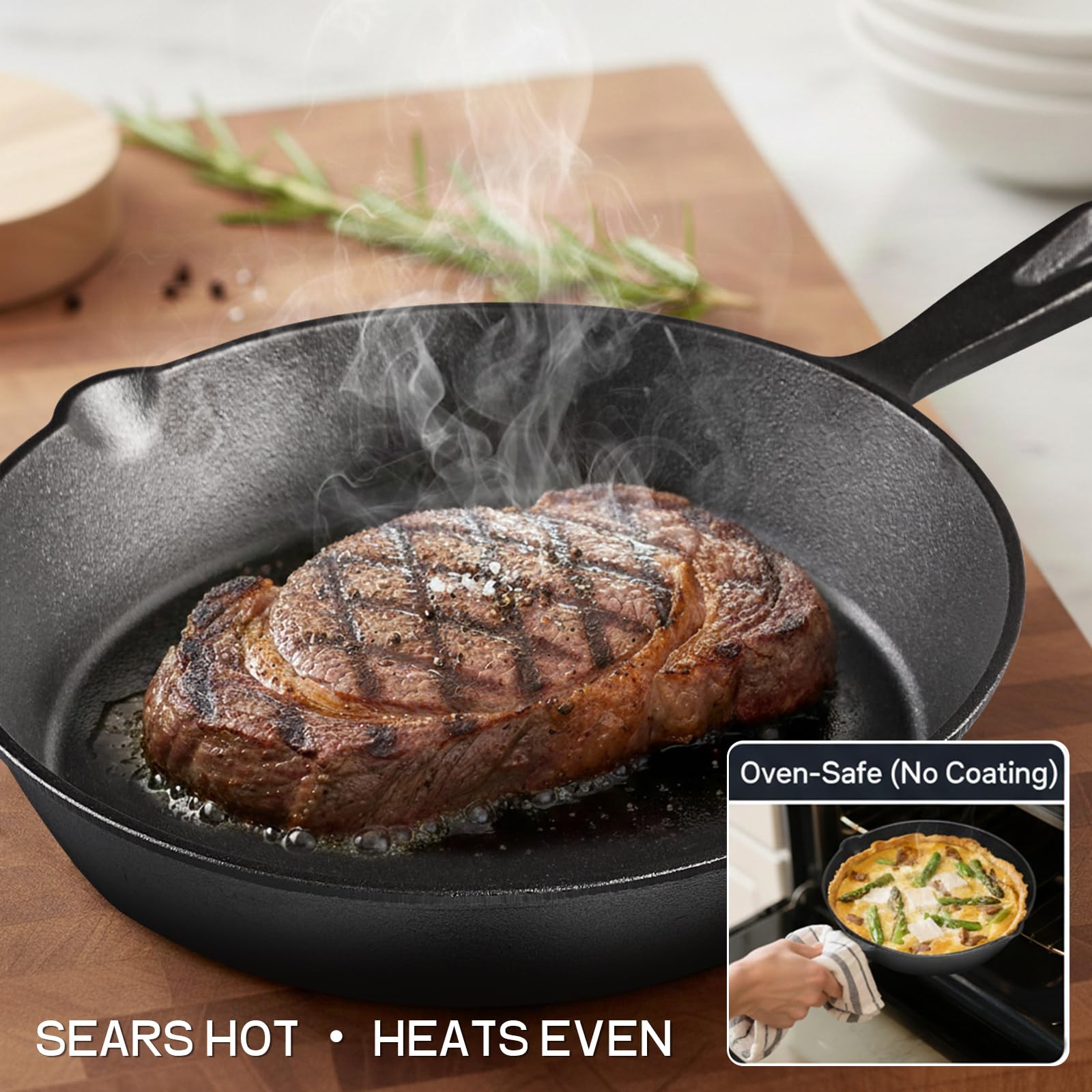 WANGYUANJI Cast Iron Skillet Set - 3 Piece Raw Iron -4