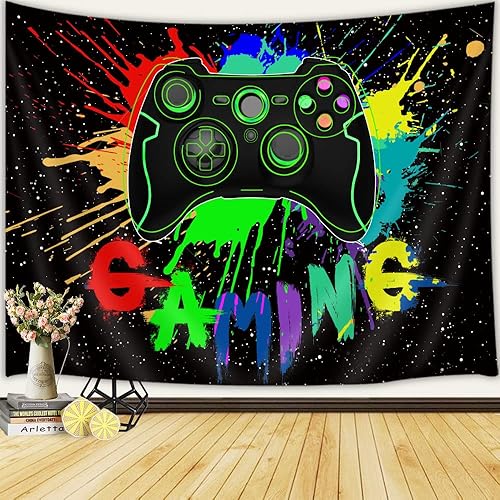 Miniatura 3 de Tapiz de juego para hombres tapiz de neón fresco para colgar en la pared para dormitorio de niños tapiz negro para decoración de habitación de