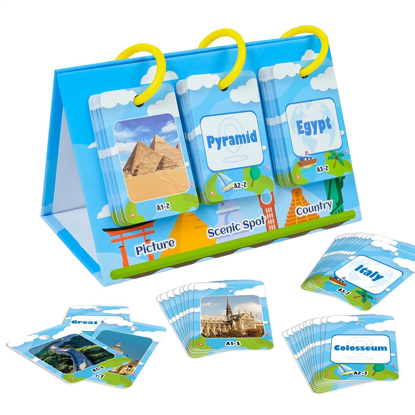 Flash Cards - Educational Cards For Kindergarten, Flash Cards For Kindergarten, Famous Monuments Flash Cards, Flash Cards For Educational Purposes | 72 Cards With Monuments