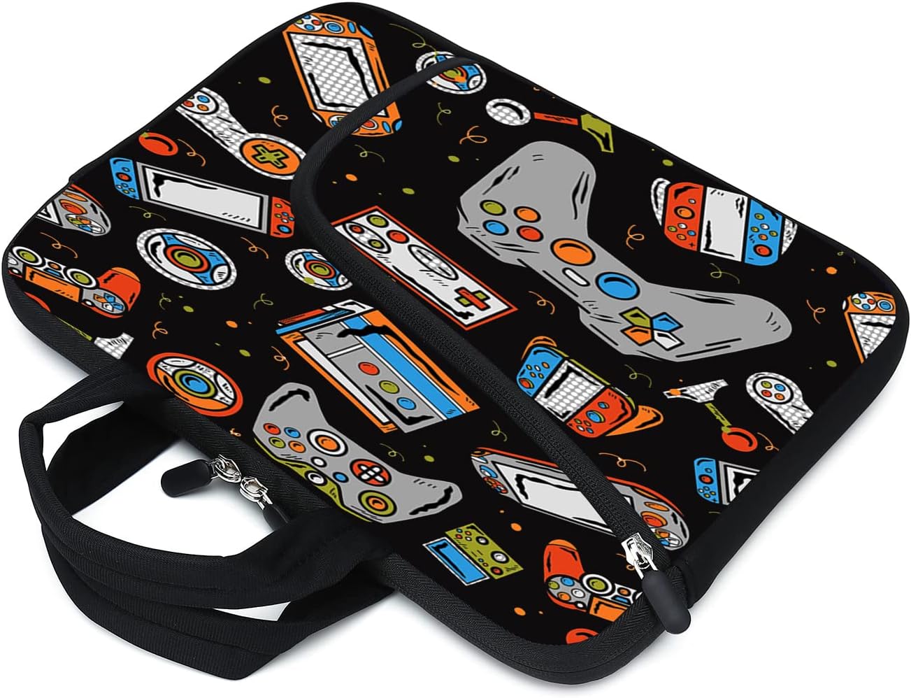 Laptop Sleeves 14 15 15.4 15.6 Chromebook Case Notebook Sleeve PC Messenger Bag Tablet Case Neoprene Handle Sleeve for Men Women, Two Pockets(Games-1)