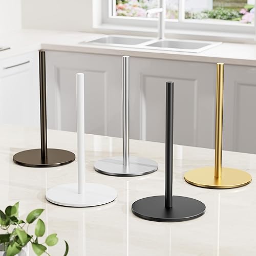 Miniatura 8 de Soporte para toallas de papel negro independiente, organizador de rollos de papel de acero inoxidable premium, dispensador de rollos de cocina de