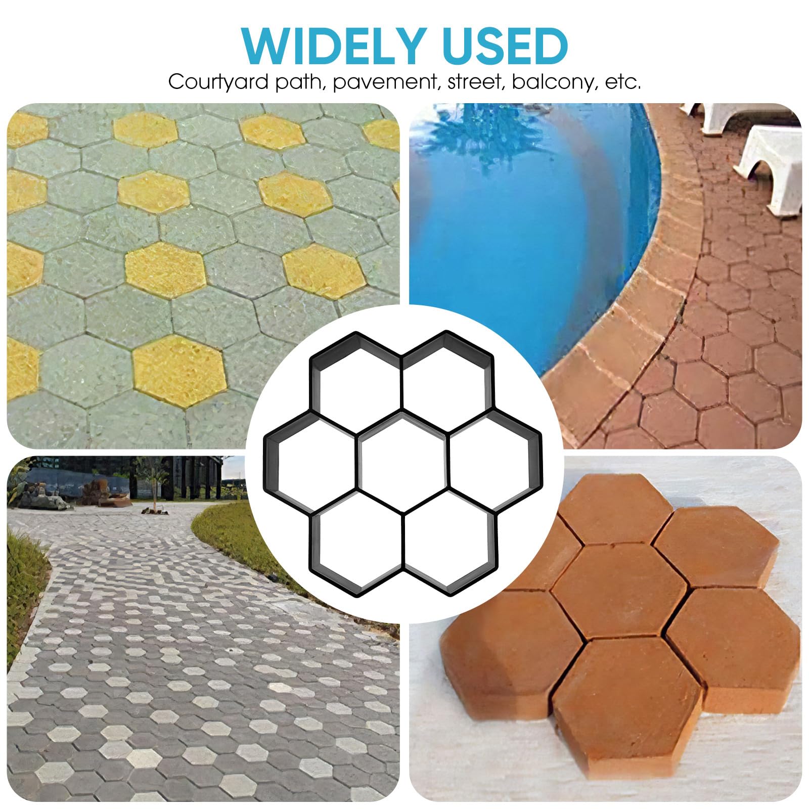 Alipis Molde de Baldosa Hexagonal de Plástico Pp para Pavimento de Jardín y Patios, Molde Reutilizable para Crear Senderos Artísticos y Fácil de Limpiar