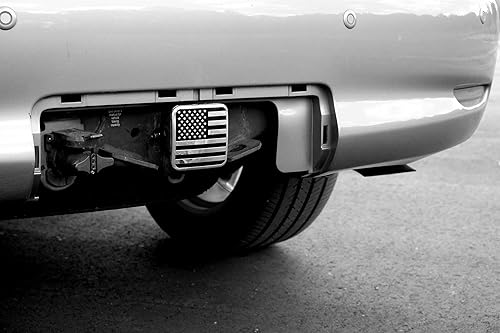 Miniatura 6 de Tapón de enganche de bandera negra de Estados Unidos con perno de pasador (negro y cromo, se adapta a receptor de 2 pulgadas)