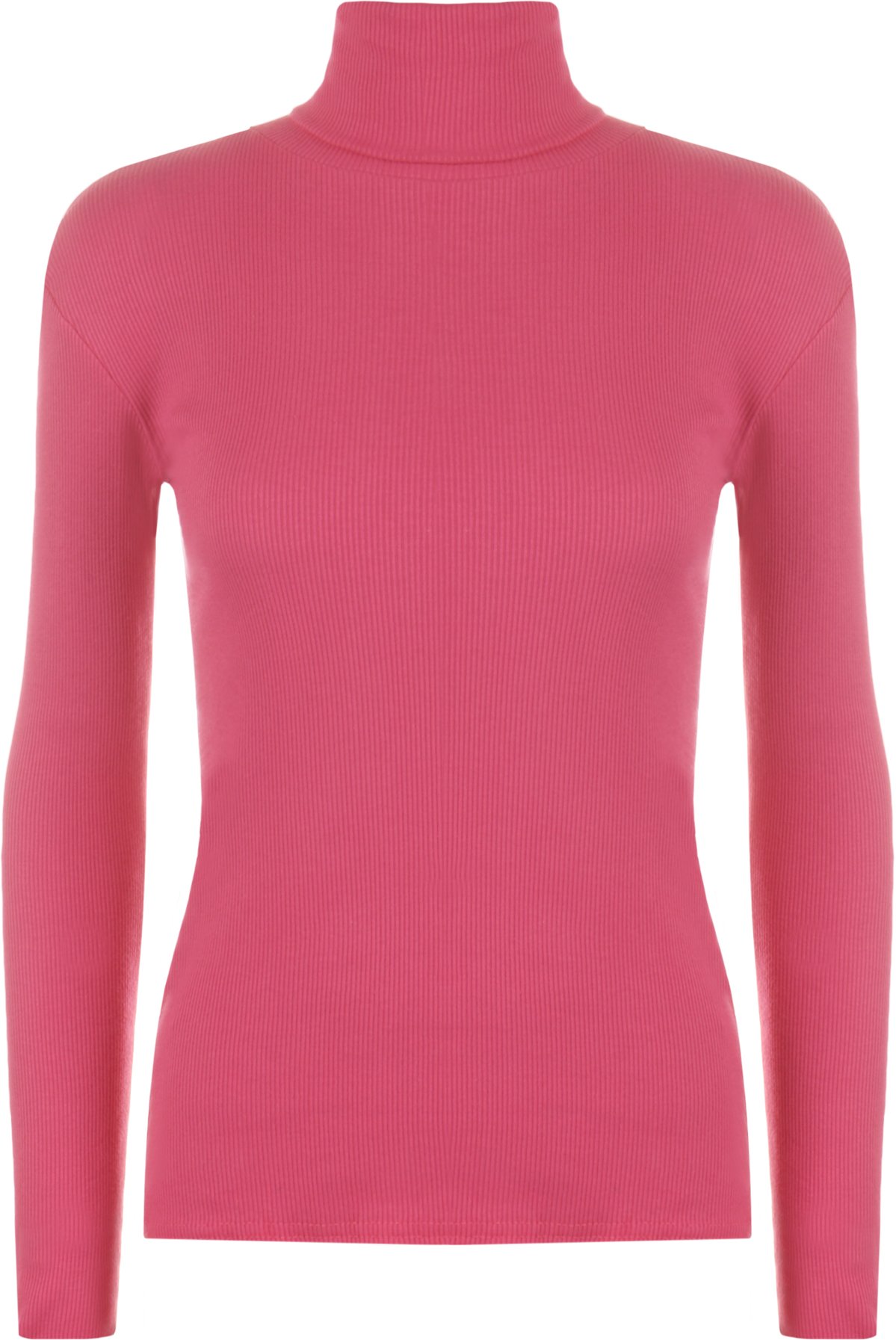 WearAll Ladies Ribbed Stretch Polo Neck Top Womens - Cerise - 16-18