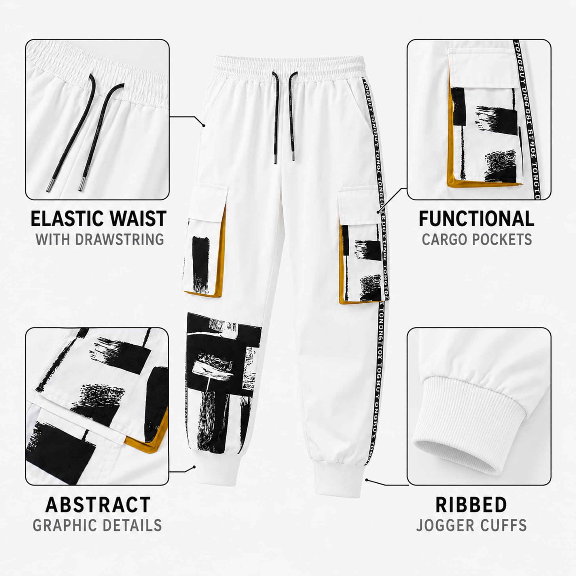 XYXIONGMAO Pantaloni Harem tattici bianchi da uomo con tasche Techwear Streetwear Hip Hop Joggers Pantaloni cargo per uomo