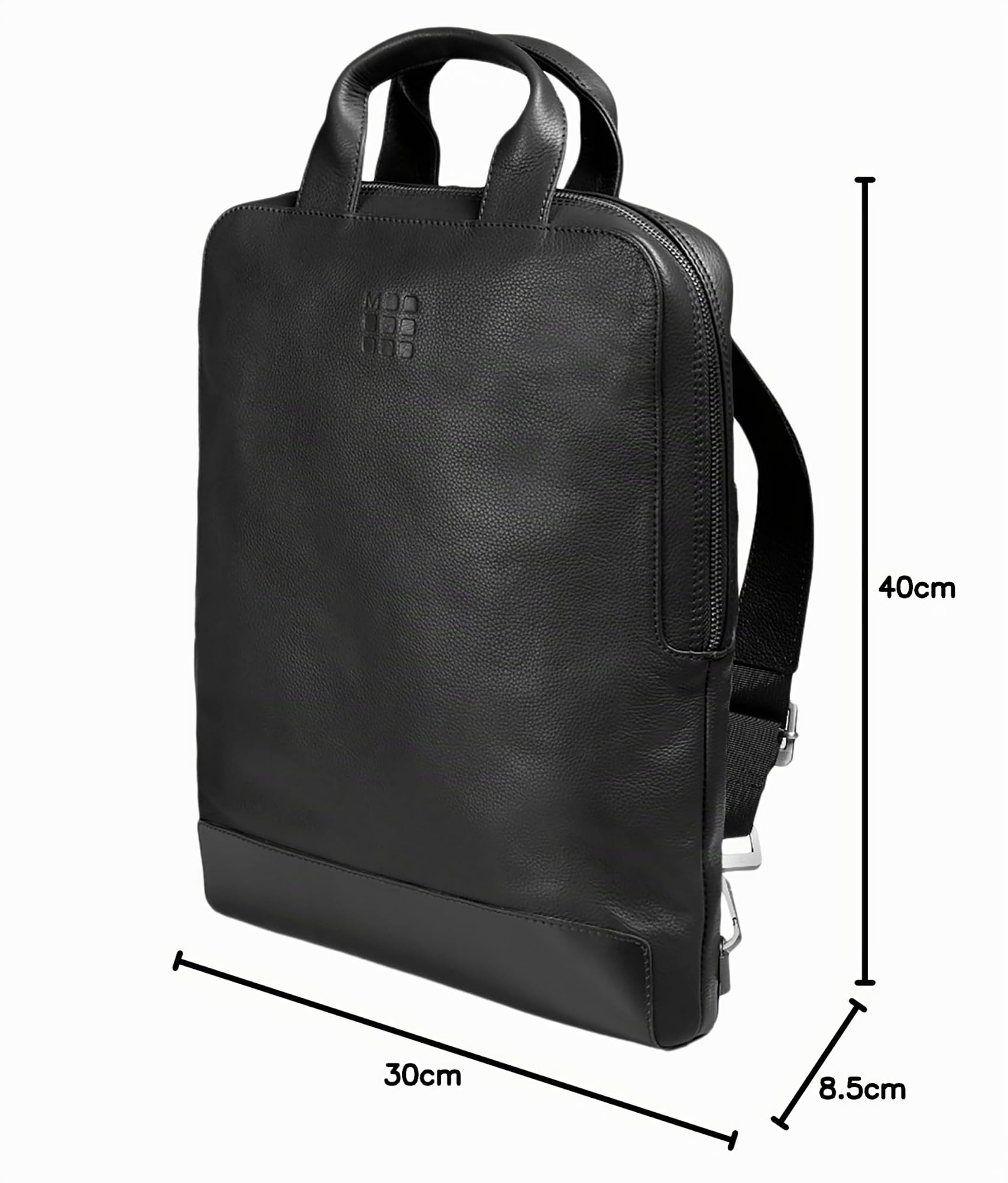 Moleskine Device Bag Classic Leather Kollektion, Vertikale Leder PC-Tasche, Laptoprucksack für Notebook, iPad, Computer bis zu 15'', 30 x 8,5 x 40 cm, Schwarz