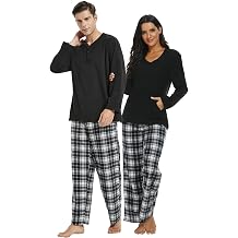 U2SKIIN Couple Pajama Sets, Plaid Pajama Set for Men and Women Soft Warm Pjs Set