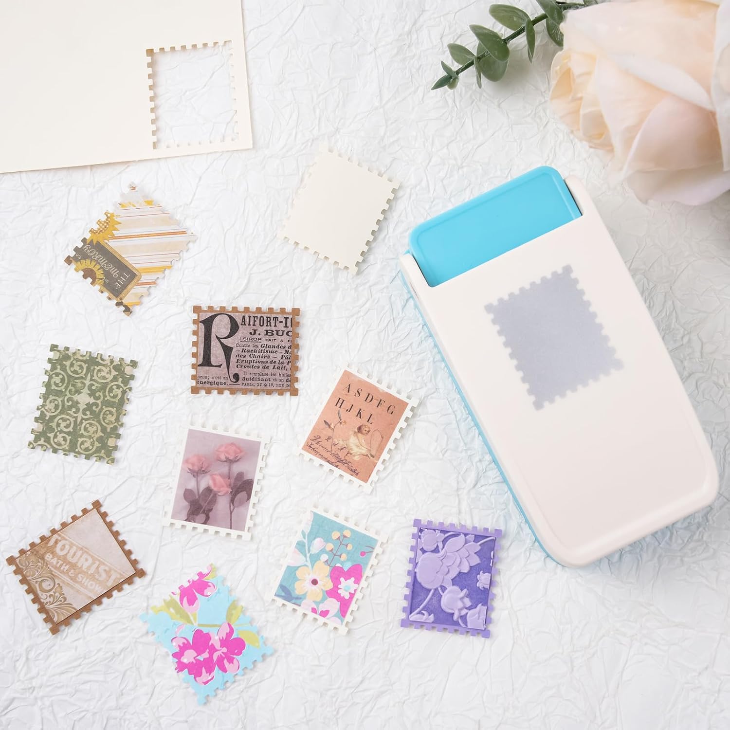 スタンプパンチ 2個 1.5&times;1.2インチ 長方形 &amp; 1.5インチ 正方形 スタンプホールパンチャー 大 切手 ペーパーパ