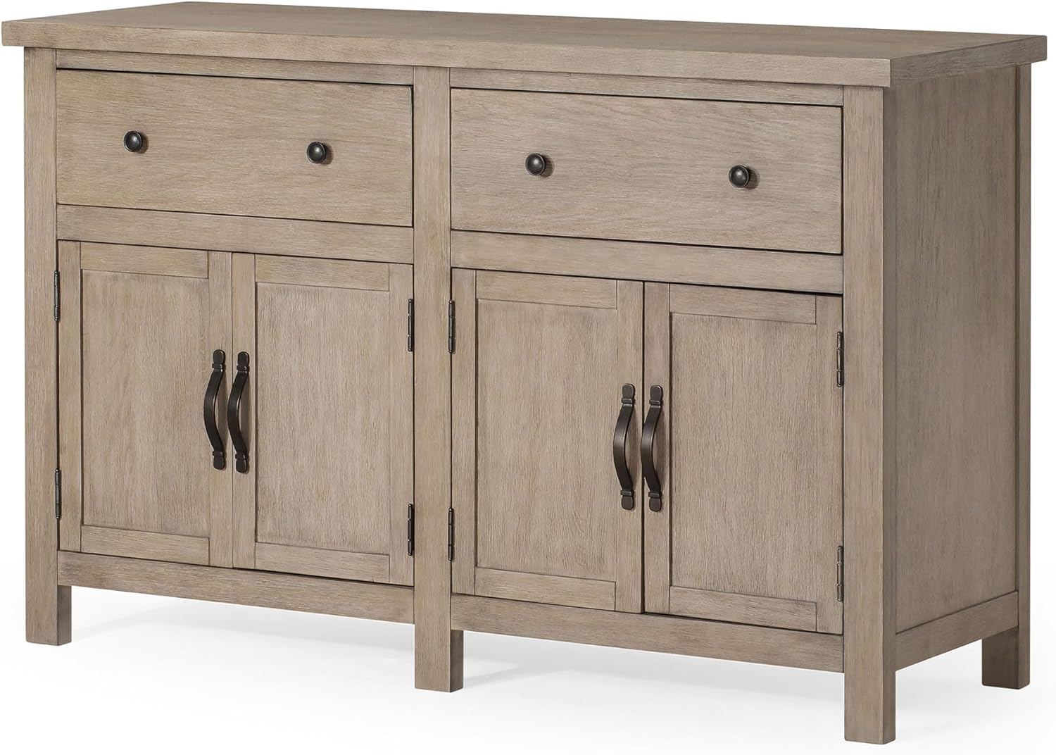 Maven Lane Felix Rustic Large Wooden Sideboard, Accent Buffet Server Table with Doors for Kitchen or Living Room in Weathered Grey Finish