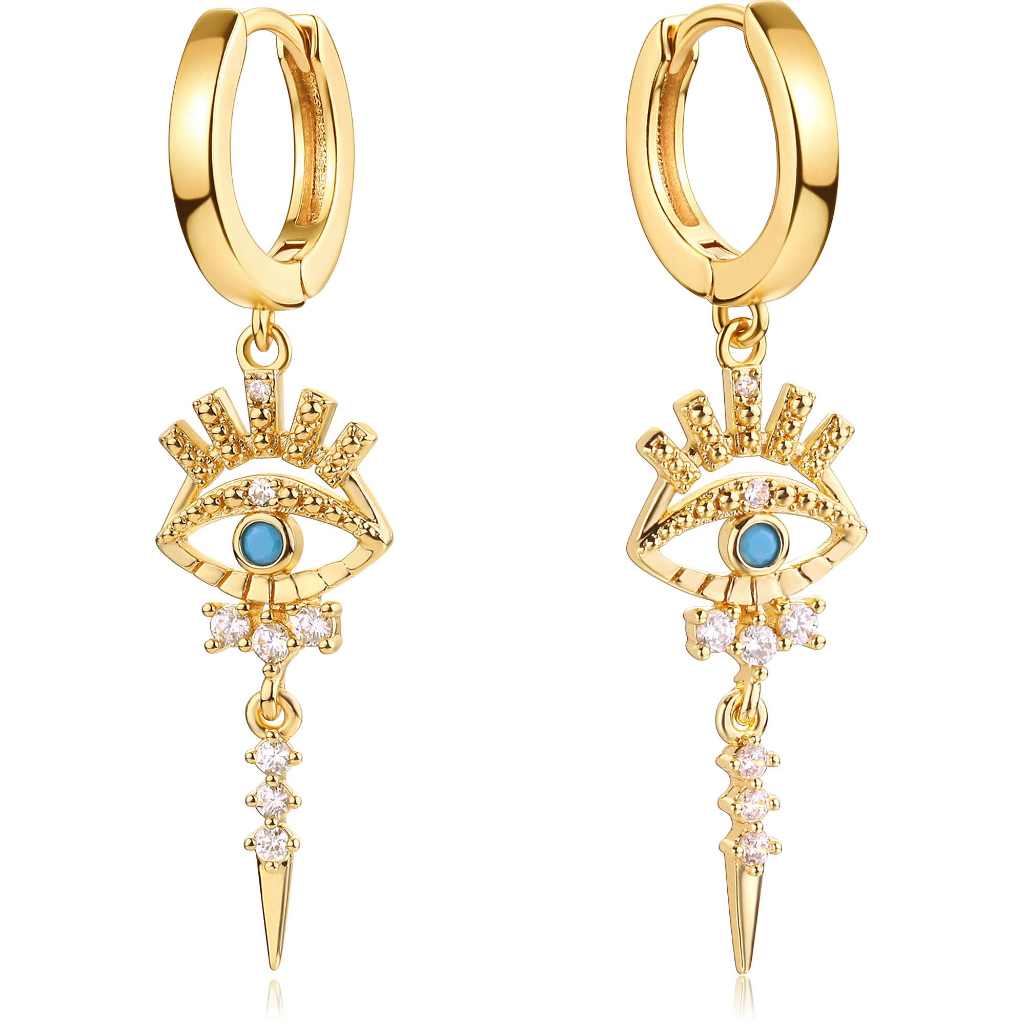 MeveccoMEVECCO Tiny Cross Hoop Earrings 14K Gold Plated Dainty Minimalist Simple Faith Cross Dangle Huggie Earrings For Women Jewelry Gift