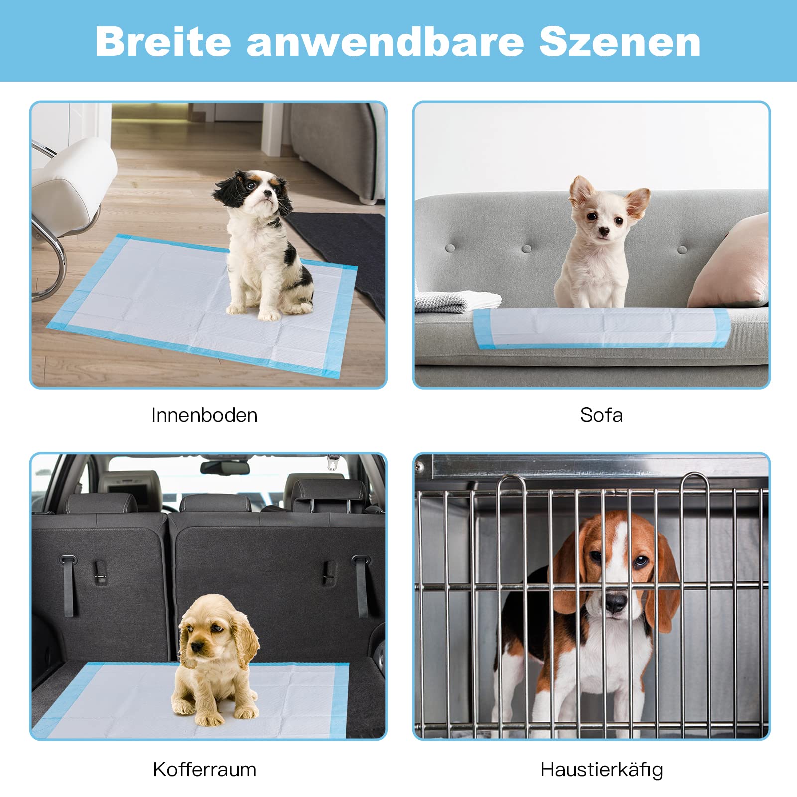 GOPLUS Trainingsunterlagen für Haustier, Welpen Toilettenmatte, Welpenunterlagen, Super Saugfähig, Wasserdicht mit PE-Folie, für Hunde und andere Haustiere (60 × 90 cm, 150 Stück)