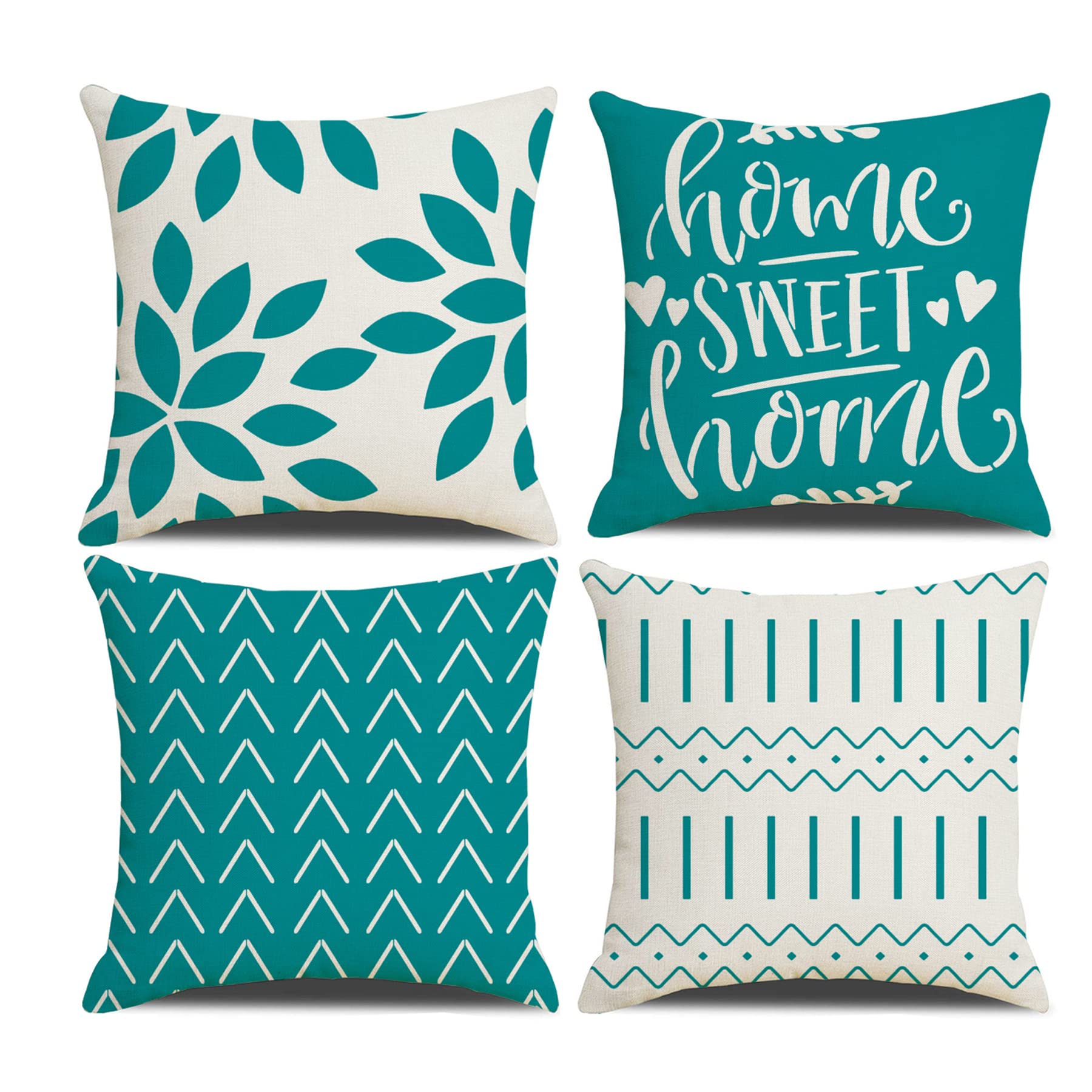Salon et jardin sublimés grâce à ce lot de 4 housses de coussin 60x60 carrées vert foncé