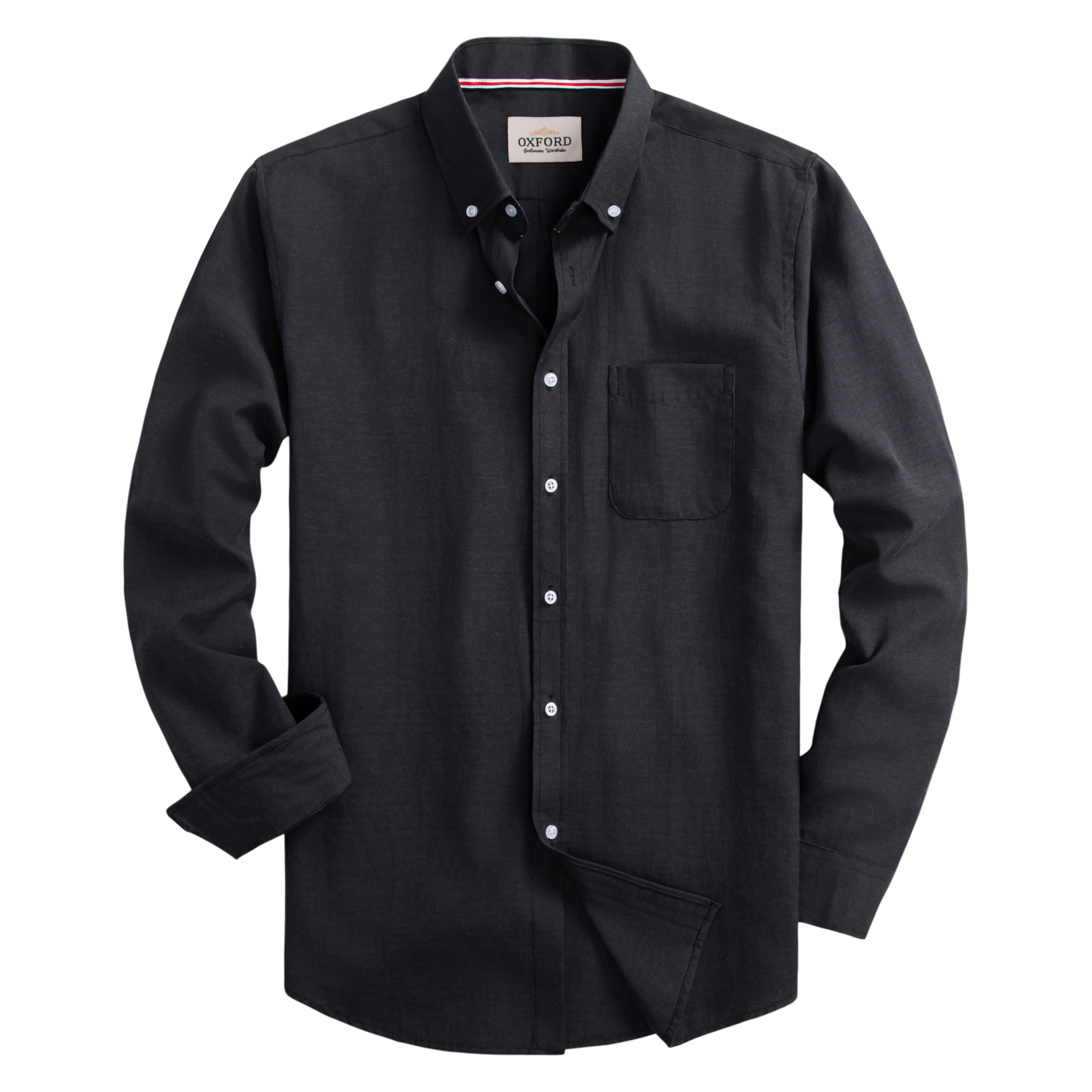 DELCARINO Mens Solid Oxford Shirts Regular Fit Casual Button Down
