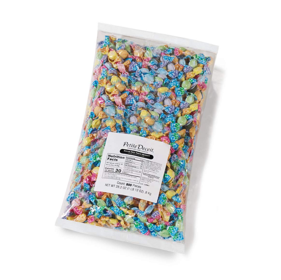 PETITE DECEIT Fruit Medley (Sugar Free GLITTERATI), Deluxe Miniature Hard Candies, 28.2 oz.; Large Bag