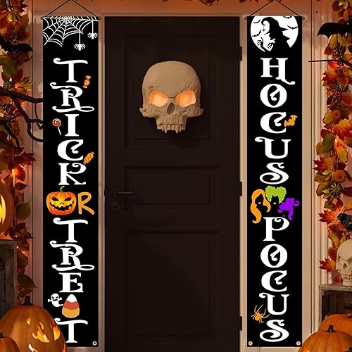 Hanging Halloween Door Decorations, 70-inch Front Door Banner Decor Porch