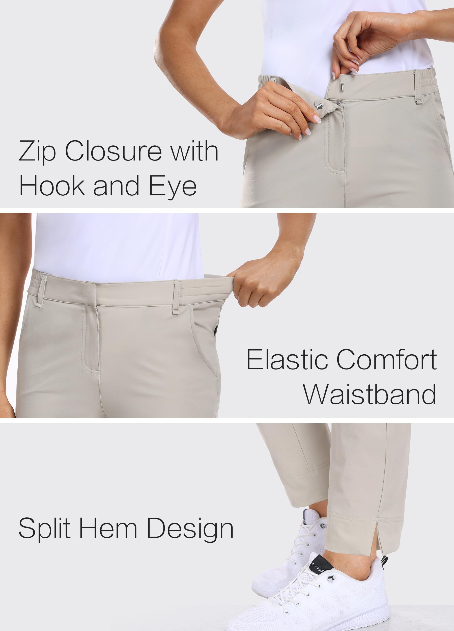 Hiverlay Damen-Golfhose, Stretch, Arbeitshose, Knöchel, mit Taschen, schnell trocknend, gerade, Business, Freizeit, Wanderhose