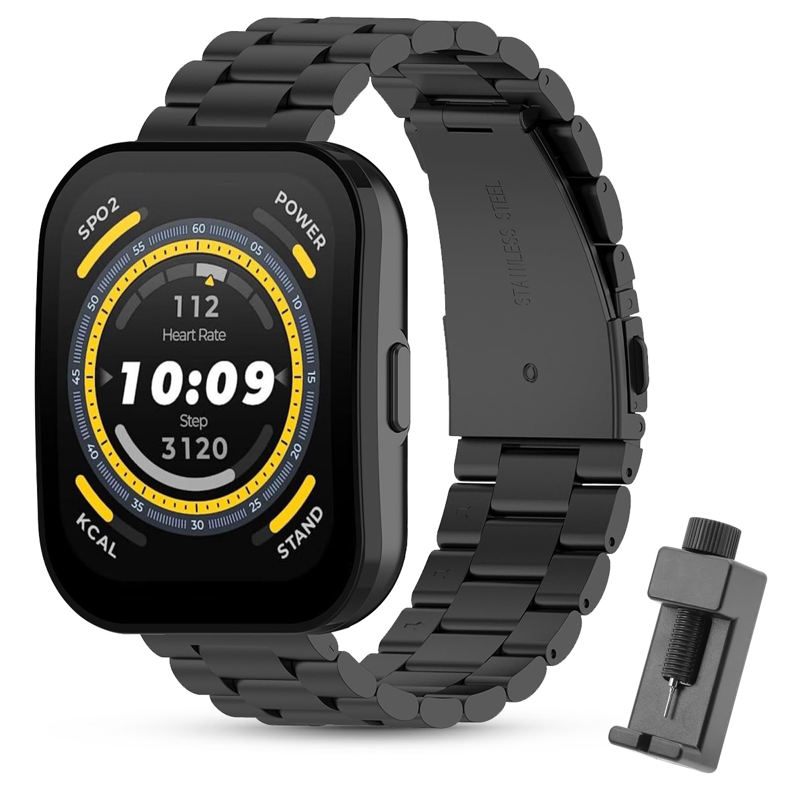 SenMore Metal Correa para Amazfit Bip 5/Amazfit Cheetah/Amazfit Cheetah Pro, 22mm Pulsera de Repuesto de Acero Inoxidable Ajustable Correa para Amazfit Bip 5.