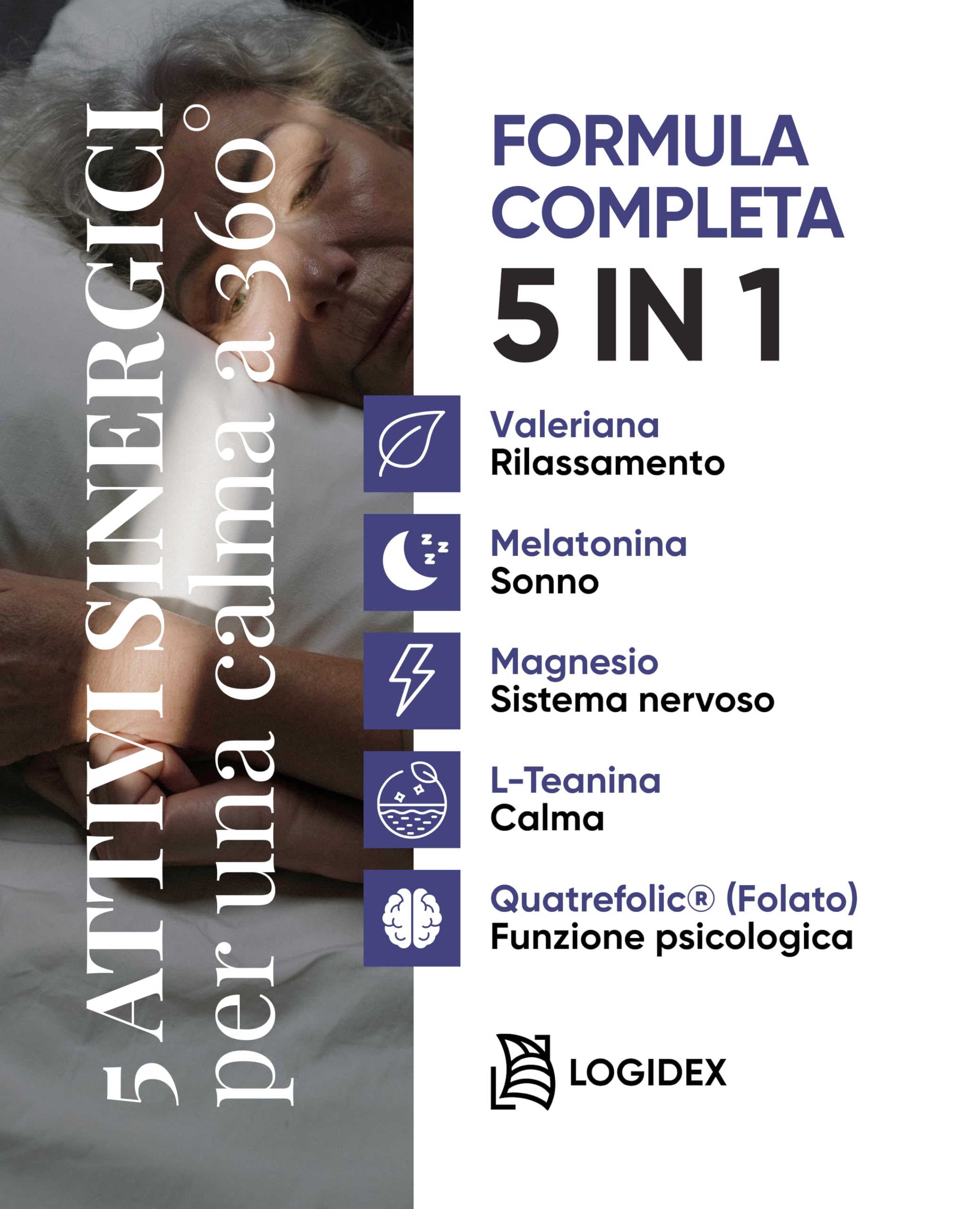 Quietil Gocce – Integratore per Dormire con Melatonina, L‑Teanina, 5‑HTP, Magnesio, Valeriana e Folato Quatrefolic – Gocce Senza Alcol per Sonno Profondo, Ansia e Stress – 30 ml - Logidex
