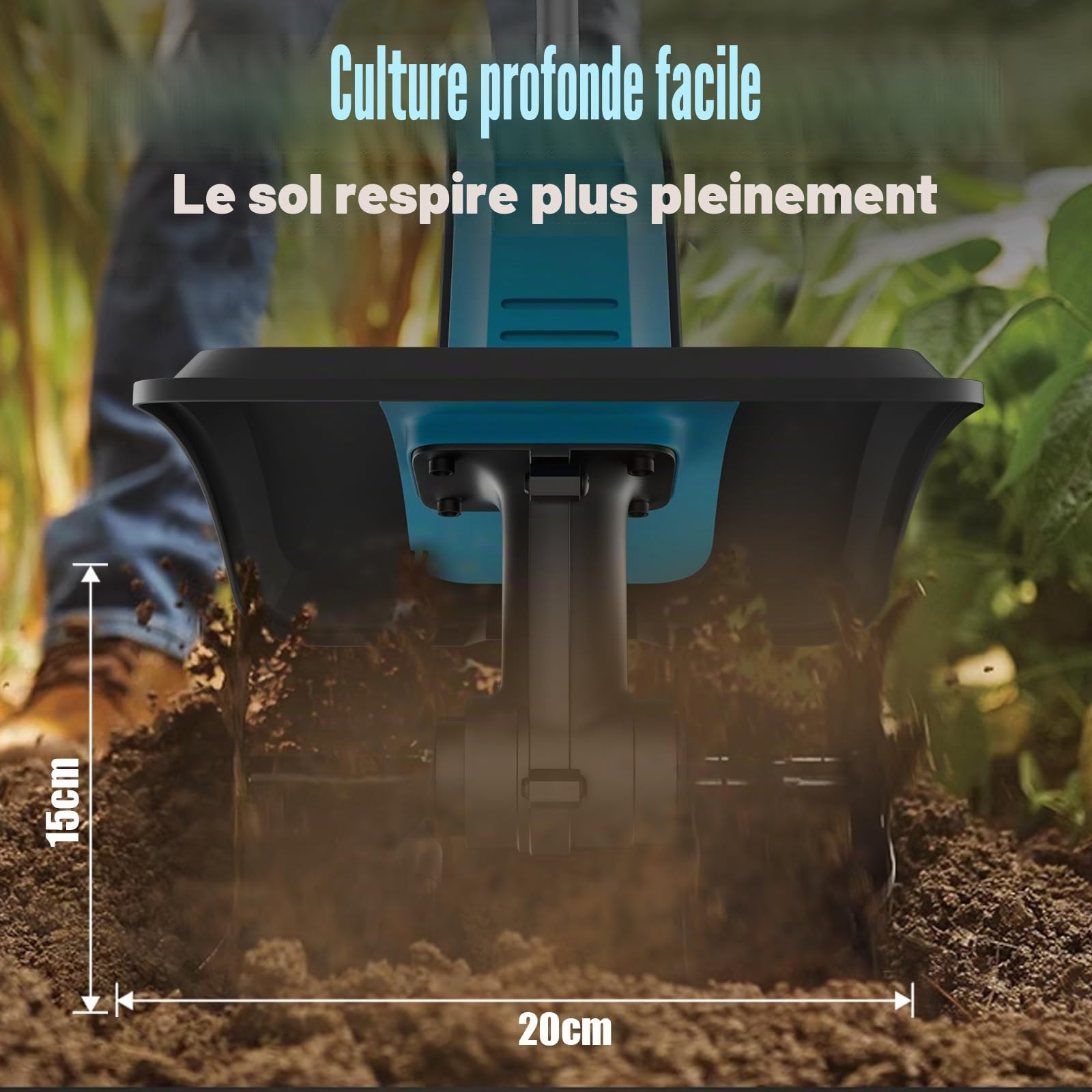 Bineuse Électrique sans Fil, 21V 550W Motobineuse Électrique Pliable Idéale pour Pelouse Jardinage et Culture du Sol pour Jardiniers avec Motoculteur