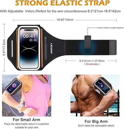 Miniatura 5 de Brazalete de teléfono para correr con soporte para auriculares, diseño 3D para teléfonos celulares para iPhone 17161513 ProPlus y S24S20, soporte