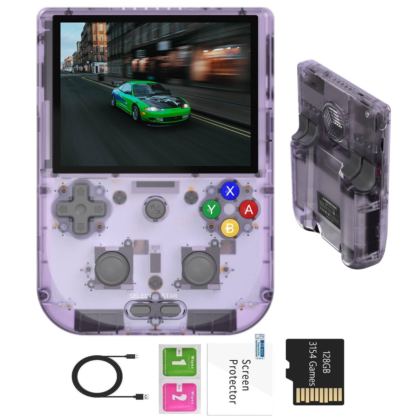 RG405V Retro Game Console RG405V Handheld Game Console Android 12 System 4 inches IPS Touch Screen, Built in 5500 mAh Battery with 128G TF Card 3172 Games, Support 5G WiFi Bluetooth 5.0 (Sliver)