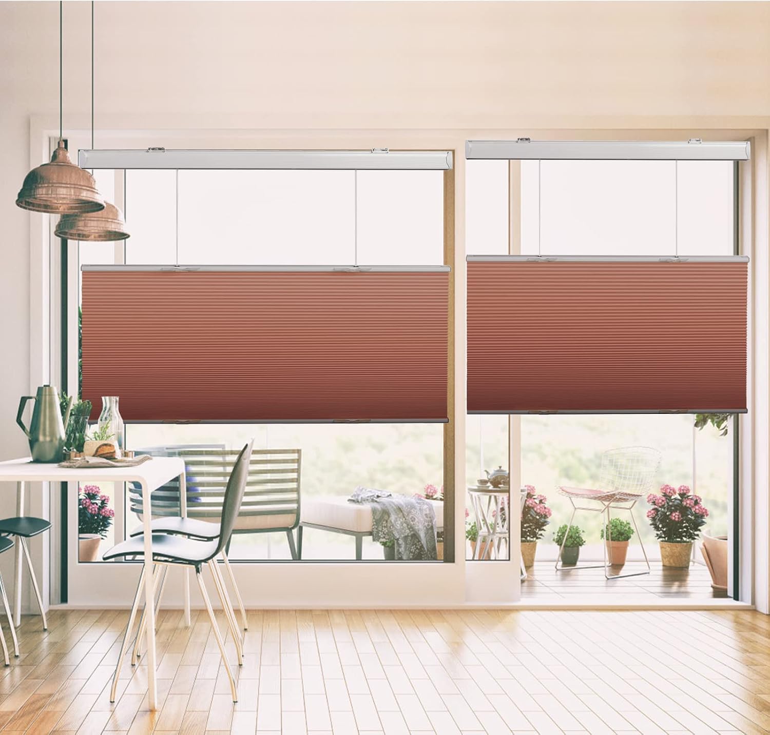 Top Down Bottom Up Cordless Cellular Shades, Blackout Window Shades Blinds for Bathroom Kitchen Windows Doors, Brick