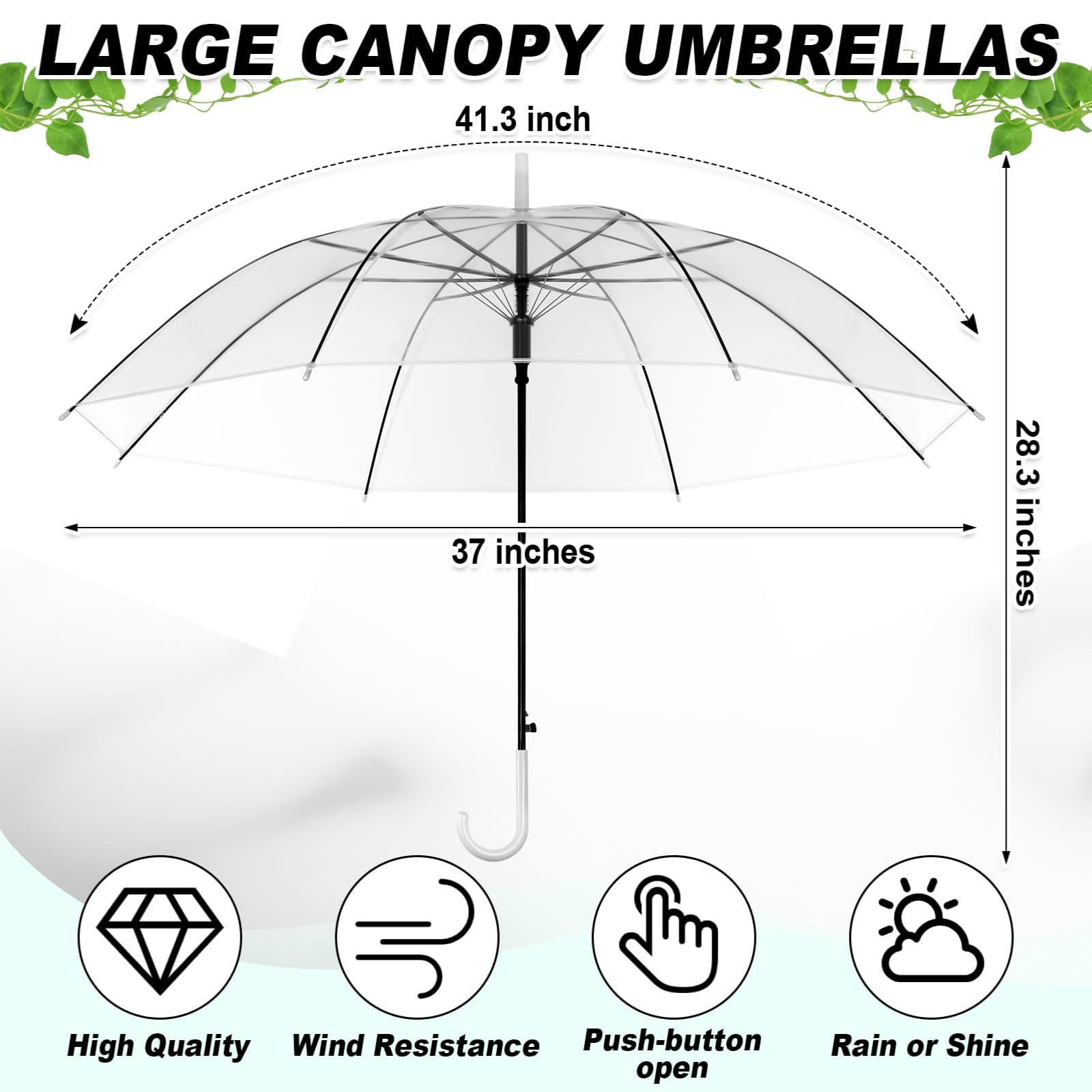 Parasol 60 szt. wiatroszczelny przezroczysty kij biały uchwyt typu J-Hook