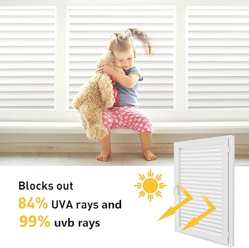 Miniatura 5 de Donox Película de privacidad para ventana, tipo persiana, protección UV, película estática no adhesiva, película extraíble para ventana de oficina