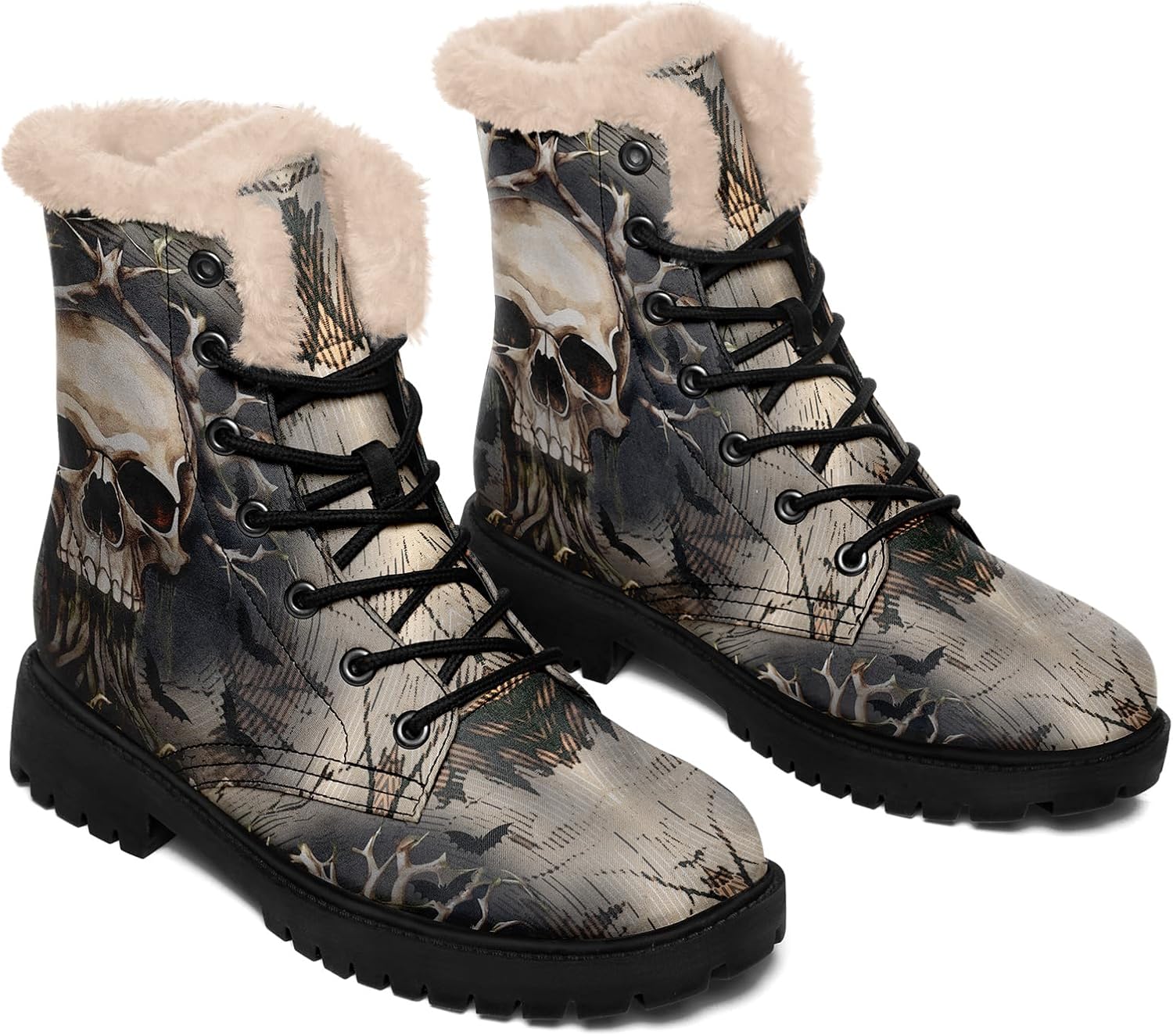 Women's Gothic Winter Boots Non-Slip Waterproof ankle boots Comfortable Faux Fur Fur Lined Warm Gothic Fantasy Snow Booties