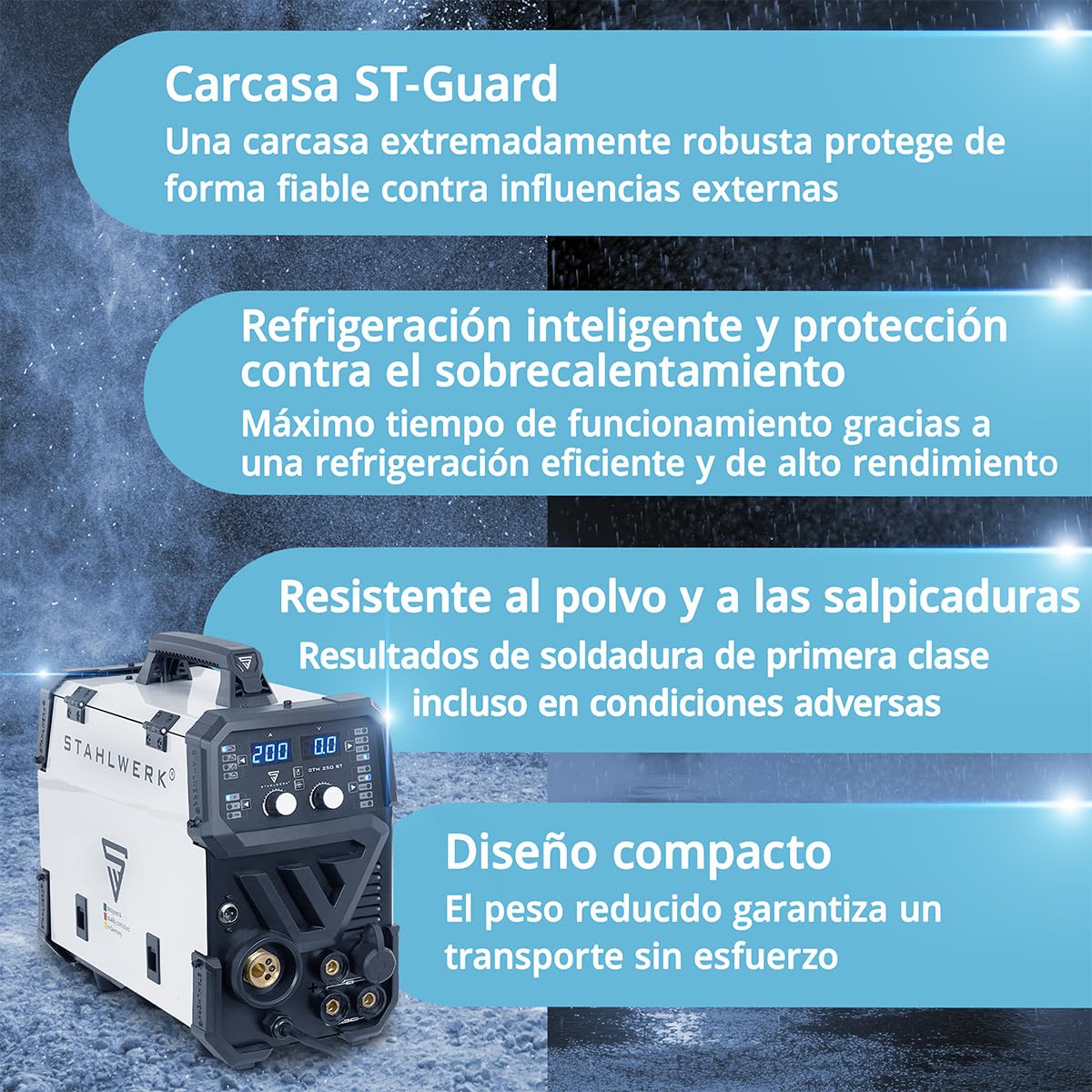 STAHLWERK Soldador de gas protector 3 en 1 Combi AC/DC TIG 200 Puls Cut ST – Máquina de soldar TIG & MMA hasta 200 A, corte por plasma hasta 45 A y hasta 12 mm de grosor de corte, encendido RF, acero