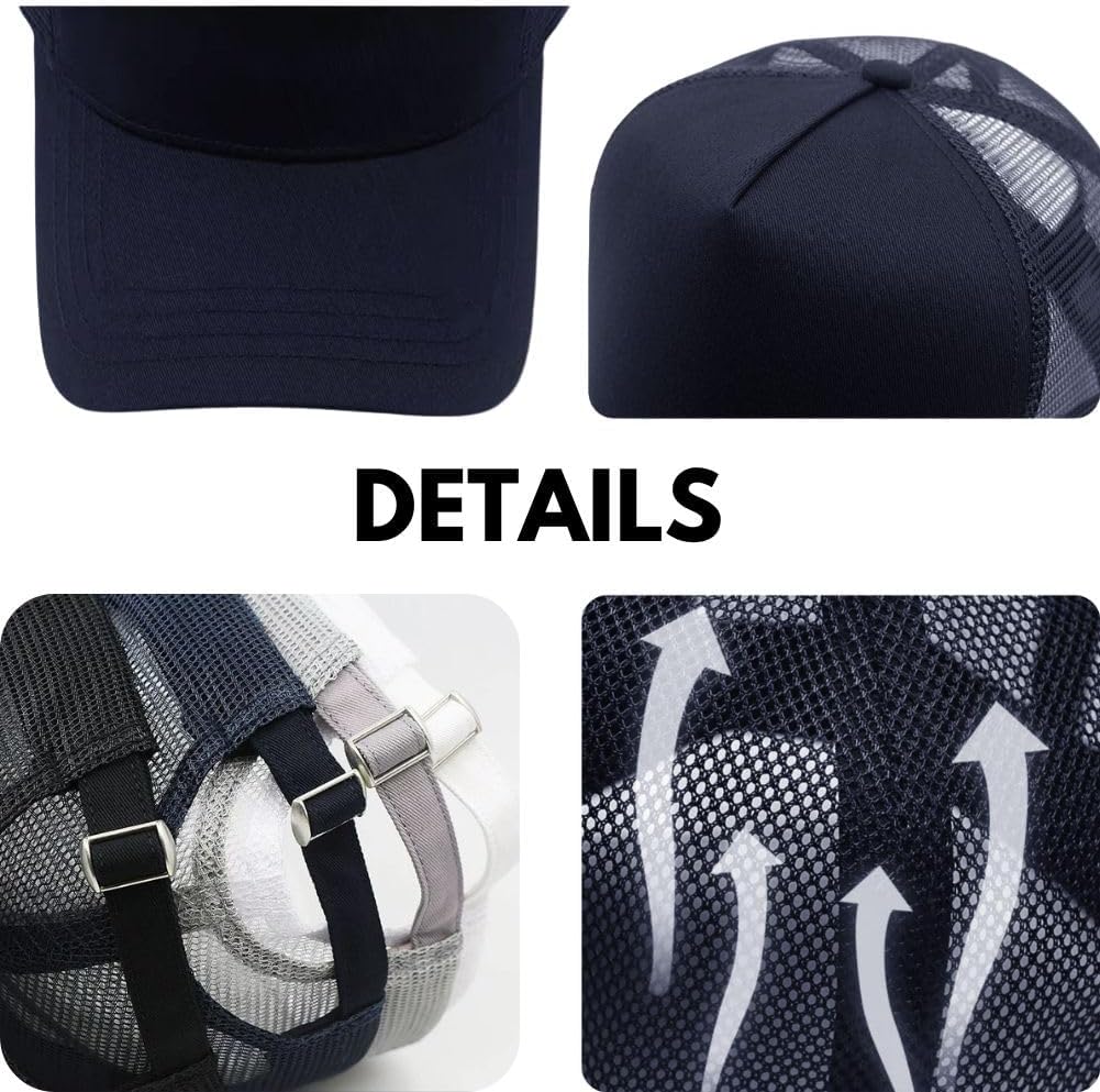 Oversize XXL Mesh Trucker Hat for Men Big Head Hats High Crown Baseball Cap Adjustable 23.6"-25.6" - Image 6