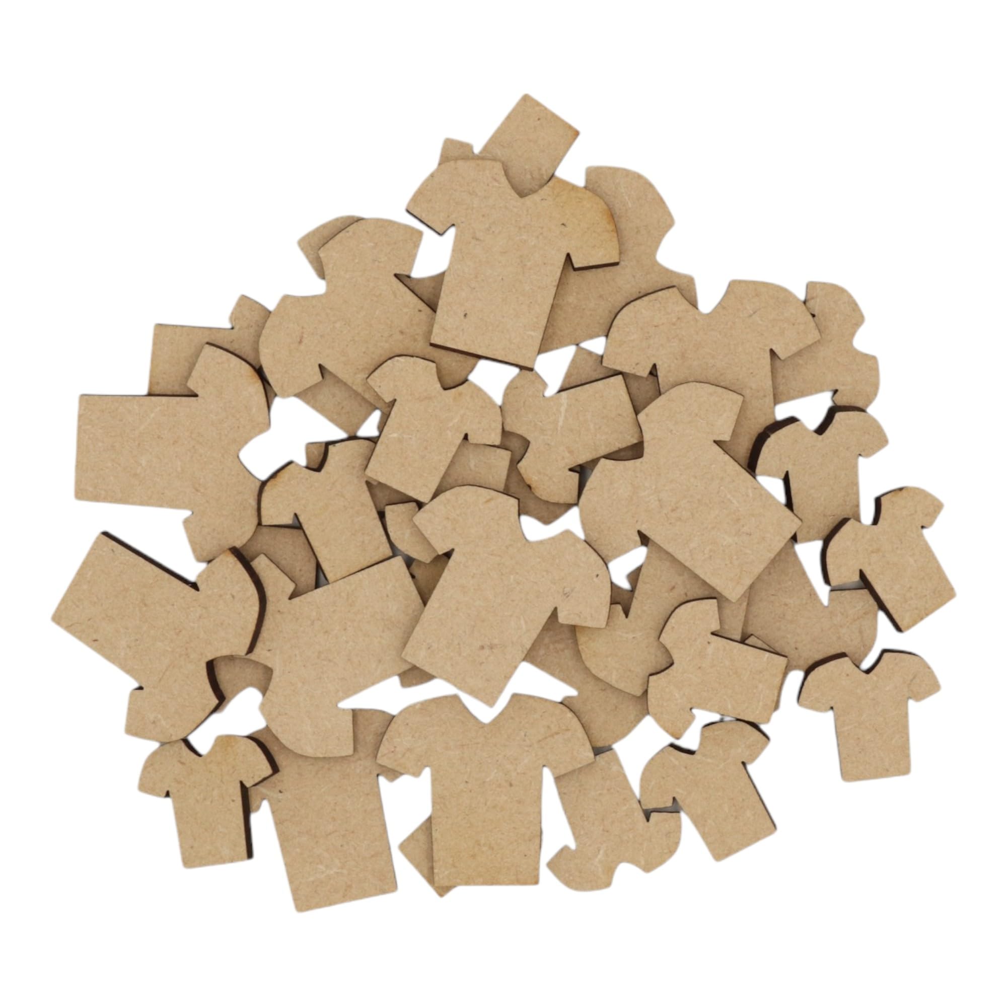 Wooden Football Shirt Multiple Sizes - MDF Craft Shape Blank Decoration Embellishments Laser Cut DoodleTech (Size: 50mm / Pack: 10)