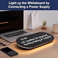 Vista 6 de TSJ OFFICE Glass Desktop Whiteboard - 17 X 7 Inches Small Dry Erase Board with Warm Light, Black Glass White Board Surface Notepad with 1 Drawer