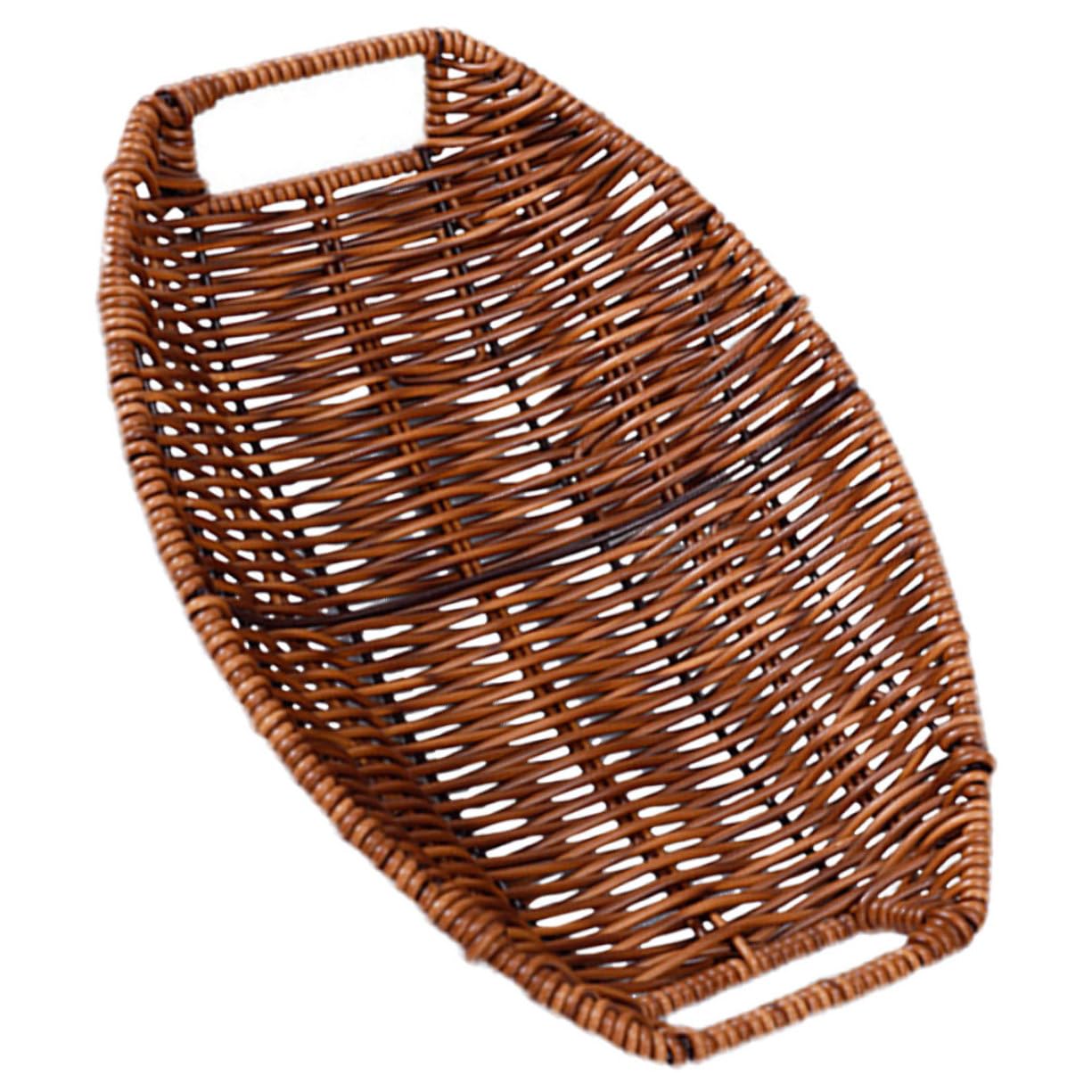 STOBAZA Imitation Rattan Bread Basket Baskets for Organizing Seagrass Basket Rattan Decor Fruit Tray Bread Basket for Kitchen Wicker Bread Basket Light Brown Pp Anti-vine re-usable