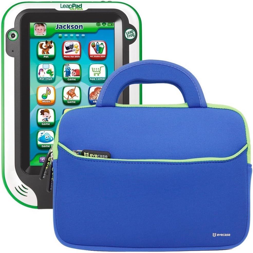 Evecase Leapfrog Epic/LeapPad Platinum/LeapPad Ultra XDI 7 inch Kids Tablet Ultra Portable Travel Carrying Neoprene Sleeve Case Bag with Handle & Accessory Pocket - Blue