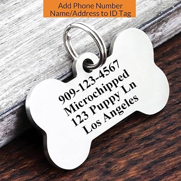 Custom Metal pet Tags Stainless Steel Pet ID Tags, Personalized Dog Cat Tags, Engraved Text/Pet Name/Phone Number on Both Sides, in Bone, Round, Heart and More Shape and Color