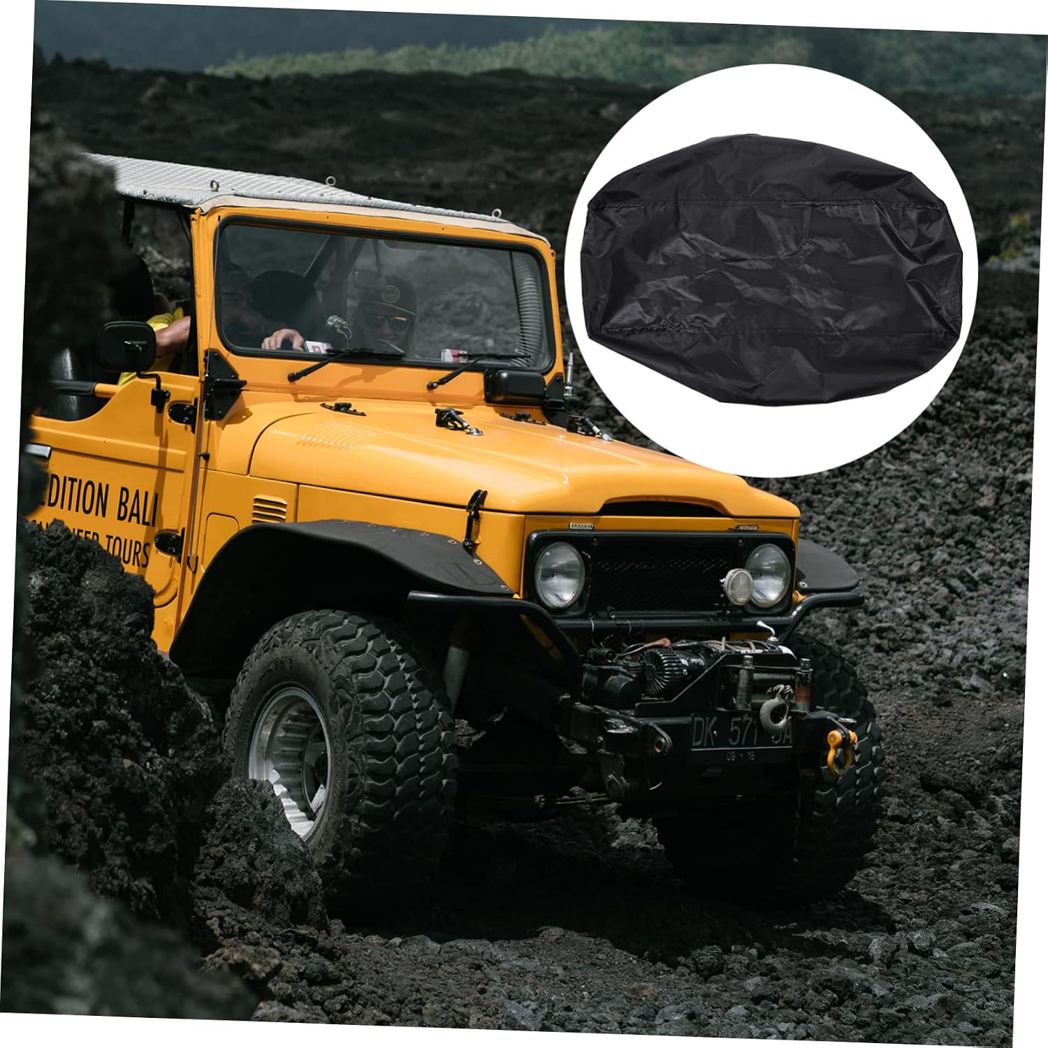 ULTECHNOVO 600d Oxford Waterproof Winch Cover Car Winch Dust Protection Electric Winch Protector Easy to Store