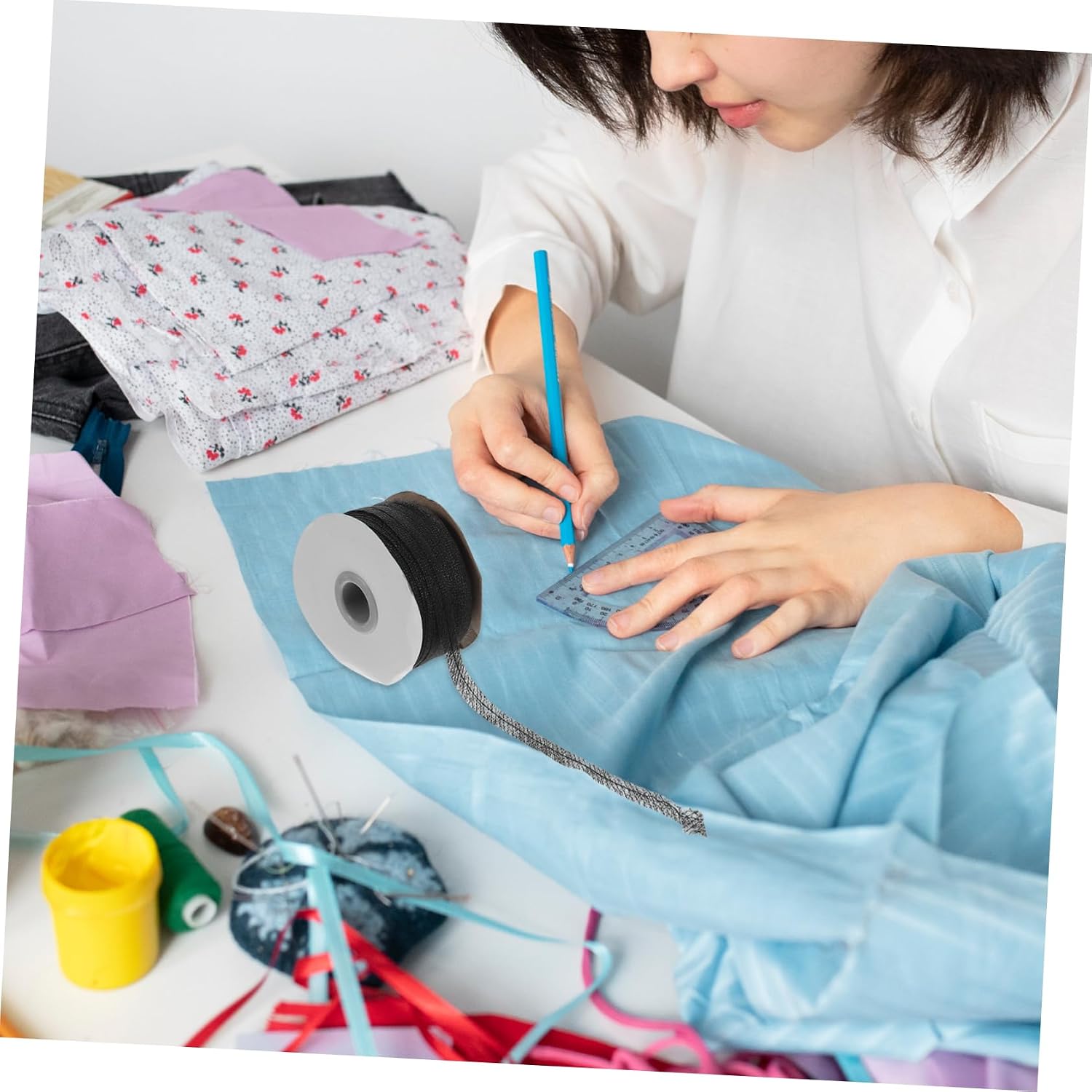 HOMSFOU Clothing Interfacing Roll Fusible Interlining Fabric Strips Interfacing for Sewing Non-Woven Stretch