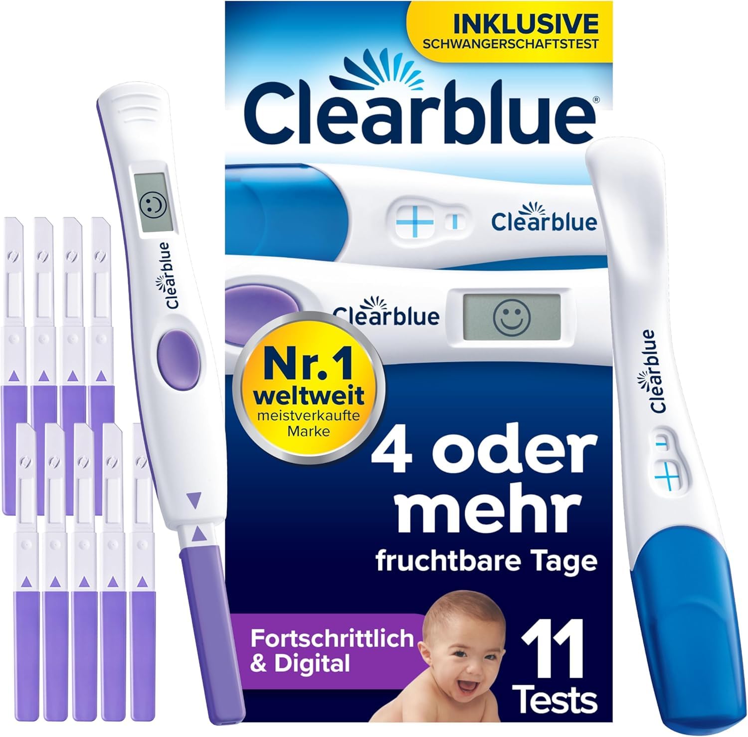 Clearblue Ovulationstest Fortschrittlich und Digital 10 + 1 Tests