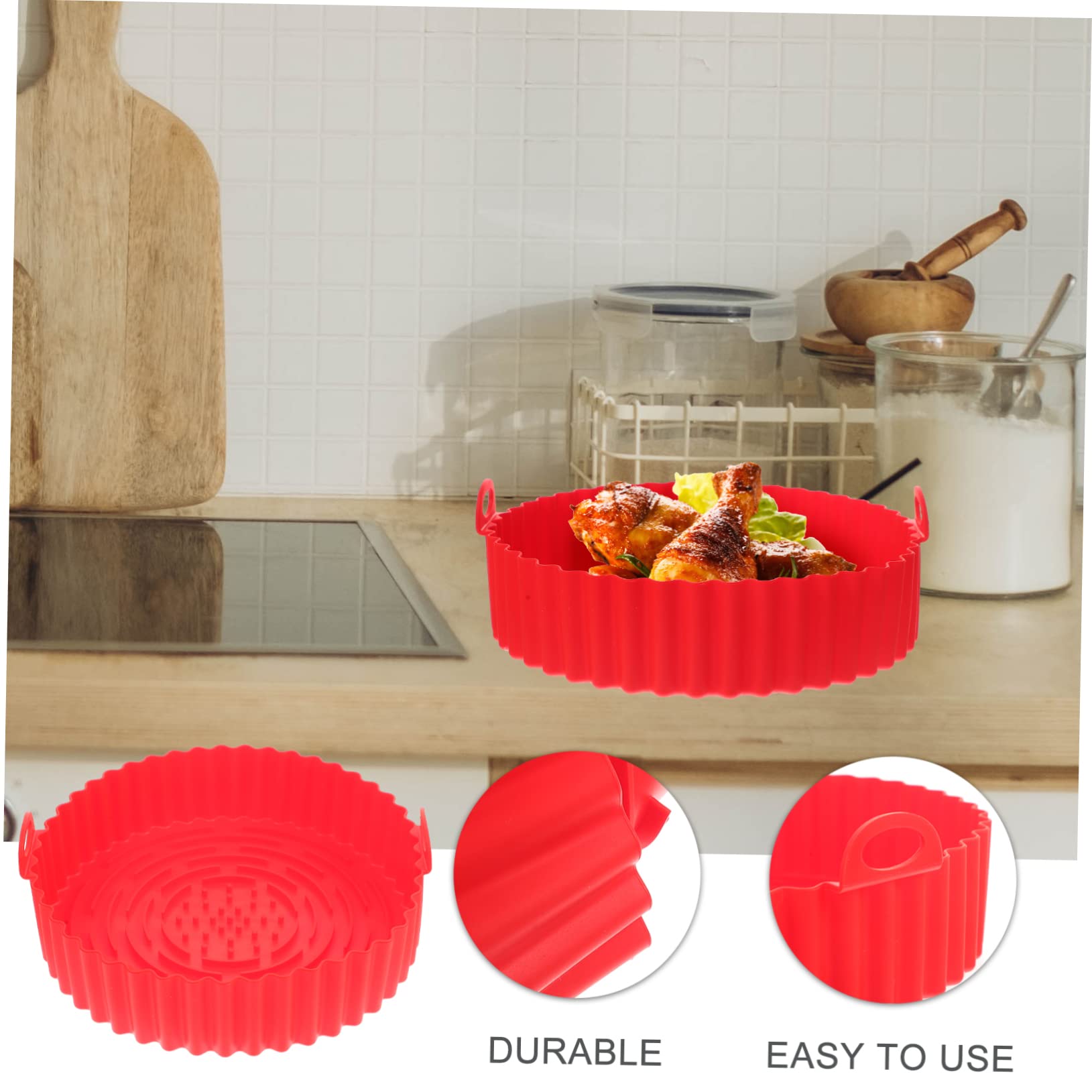 BESTOYARD 2pezzi Silicone Riutilizzabile Per Friggitrice Ad Aria Fodera Per Cottura Alta Temperatura Con Maniglie Accessorio Versatile Per Cibi Gustosi e Salutari