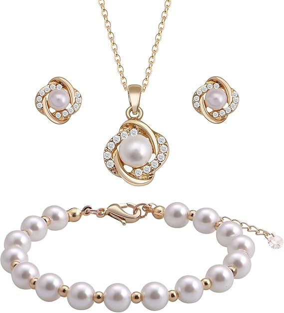 パール ブレスレット ネックレス セット ホワイト ゴールド | jarwan.com