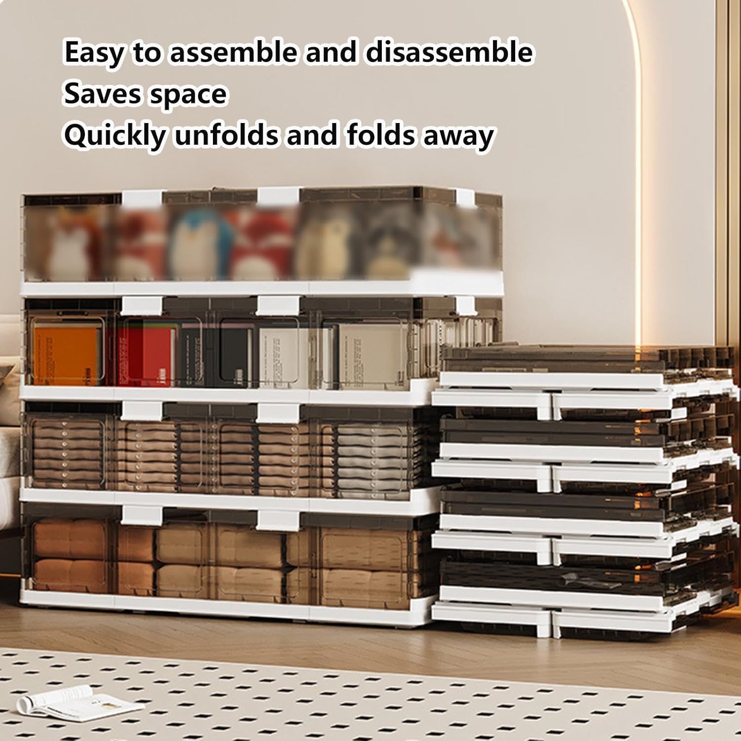 Plastic Under Bed Storage Containers Plastic, Stackable, Storage Bins with Lids Under Bed 17.4Gal Storage Bins with Wheels for Clothes,Shoes,Toys