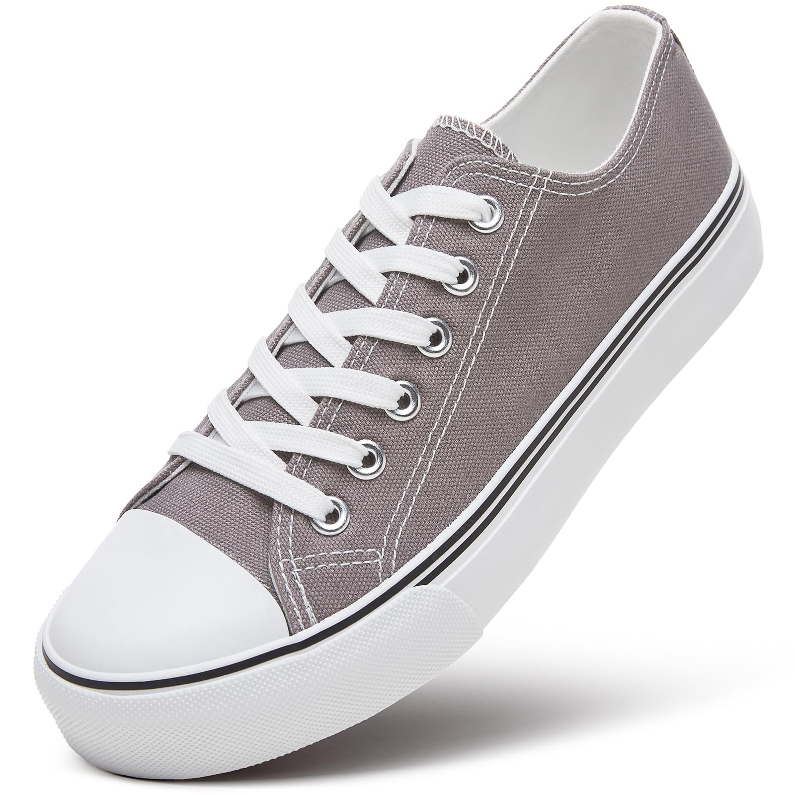 Womens White Tennis Shoes for Women,Low Tops Lace up Canvas Sneakers