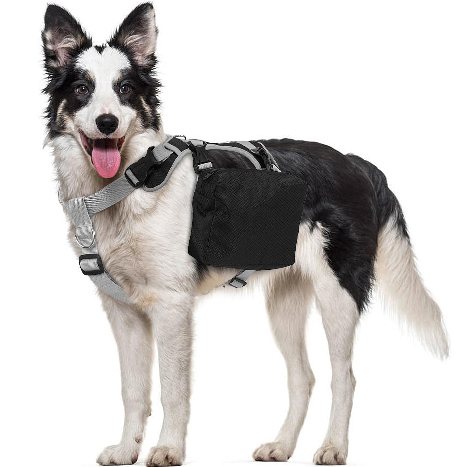Hundegeschirr mit Rucksack (Abnehmbar) - Wasserdichter Wanderrucksack für Mittel/Große Hunde - Atmungsaktives Mesh, Verstellbar & Robust - Ideal für Labrador, Schäferhund, Camping & Reisen