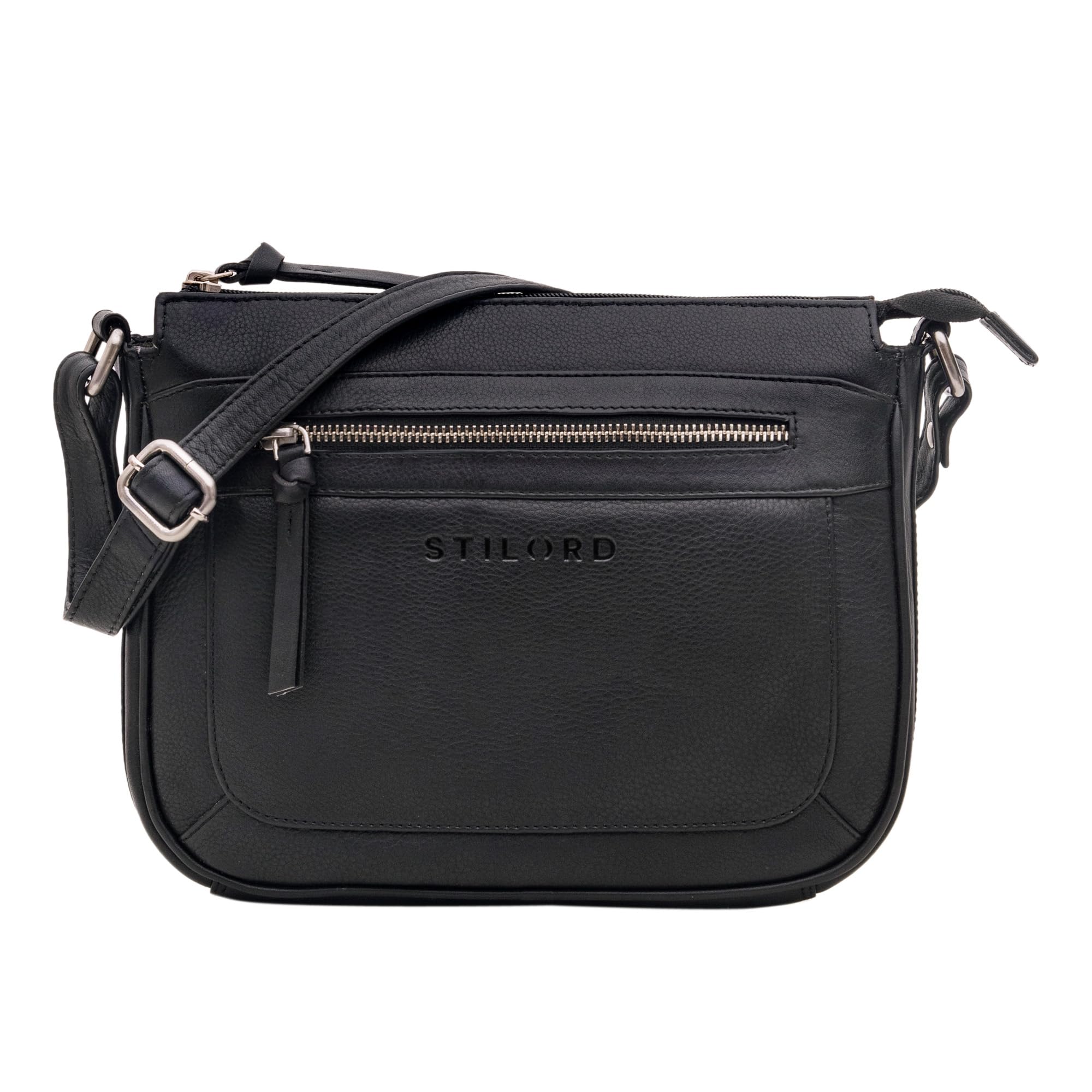 STILORD "Philine Bolso Bandolera Mujer Piel Pequeño Negro Vintage Bolso De Hombro Cuero Genuino Bolsos De Mano Señora con Correa Ajustable Compartimento Antirrobo