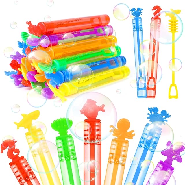 SULOLI 24 Piezas Mini Pompas de jabón，en 6 Colores，Pompas de Jabon Niños，Burbuja Varita de Burbujas para Cumpleaños Infantiles, Bodas, Halloween，Exteriores Juguetes para Niños